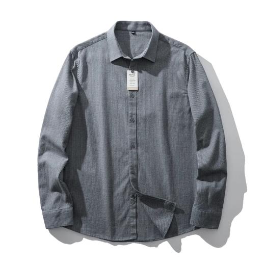 条纹 羊毛＋莫代尔 秋冬季新款高档加厚磨毛商务休闲长袖衬衫 商品图4