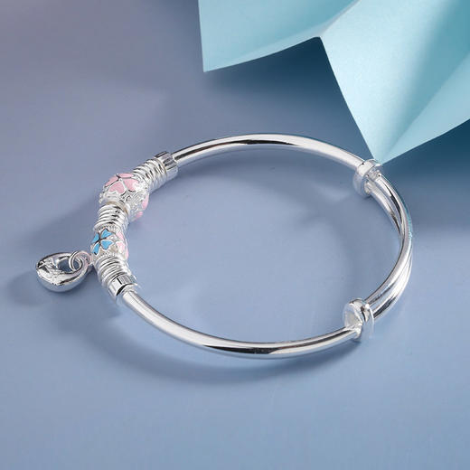 【宏艺珠宝】粉漾蓝心·足银手镯 商品图2