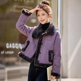 加绒皮毛一体短外套，时髦洋气加厚保暖羊羔毛外套HR-WJ5909