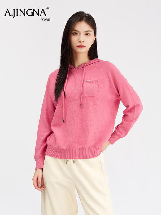 【 骨感廓形】阿菁娜冬季新款氛围感羊毛卫衣连帽设计修饰肩线骨感廓形多风格轻松切换F30D302007 商品图3