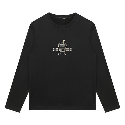 GXG男装【奶茶杯】秋季经典休闲款男士宽松纯棉圆领长袖T恤K&C 商品图3