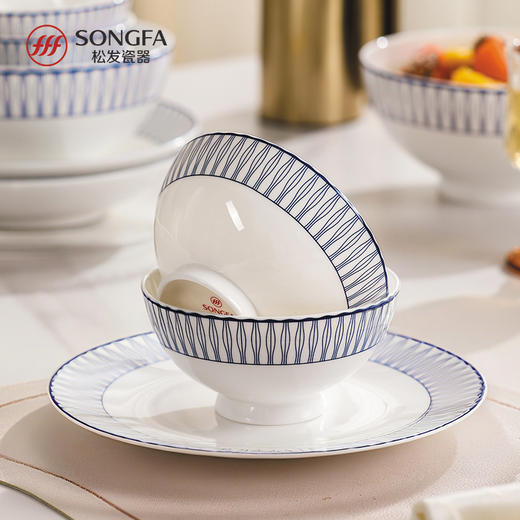 28头蓝律线语骨瓷釉中餐具 商品图8