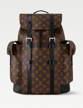 中性款老花双肩包zo