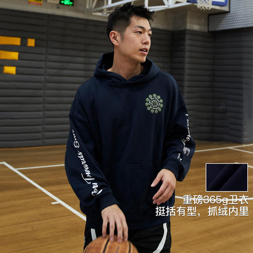 LUSHISI向阳而生主题秋冬恒温暖皮抓绒运动休闲连帽卫衣美式印花 商品图2