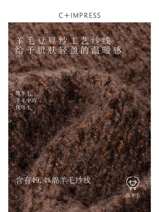 CIMPRESS/西嘉羊毛豆豆纱单面编织连帽宽松百搭毛衣女秋冬季新款(货号:MY2404082) 商品图4