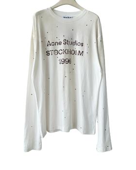 中性款贴钻做旧印花长袖T恤zh001