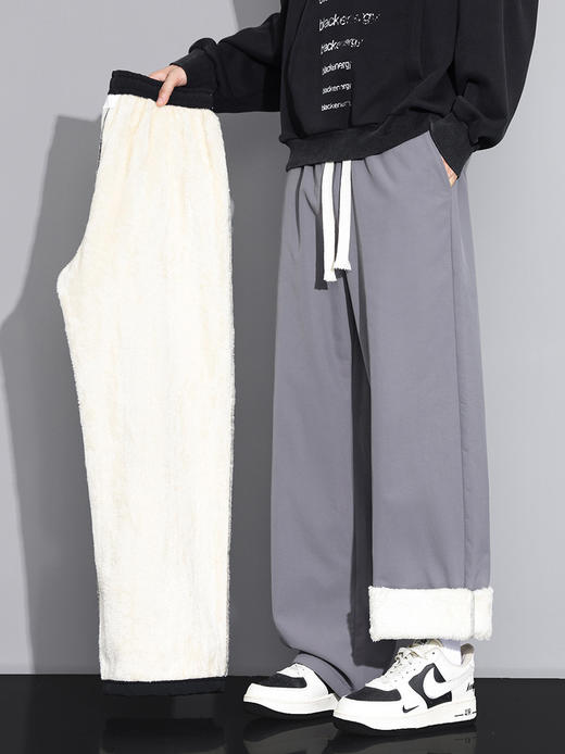 【GZ】无忧购加厚羊羔绒裤子男士冬季加绒卫裤宽松直筒棉裤29181（截单后3-5天发货） 商品图2