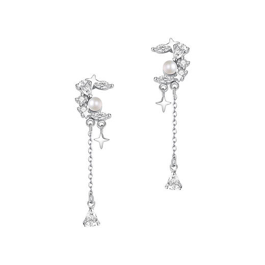 【星月之缘】s925纯银星月圆珠流苏耳饰【DML-E4630】 商品图3