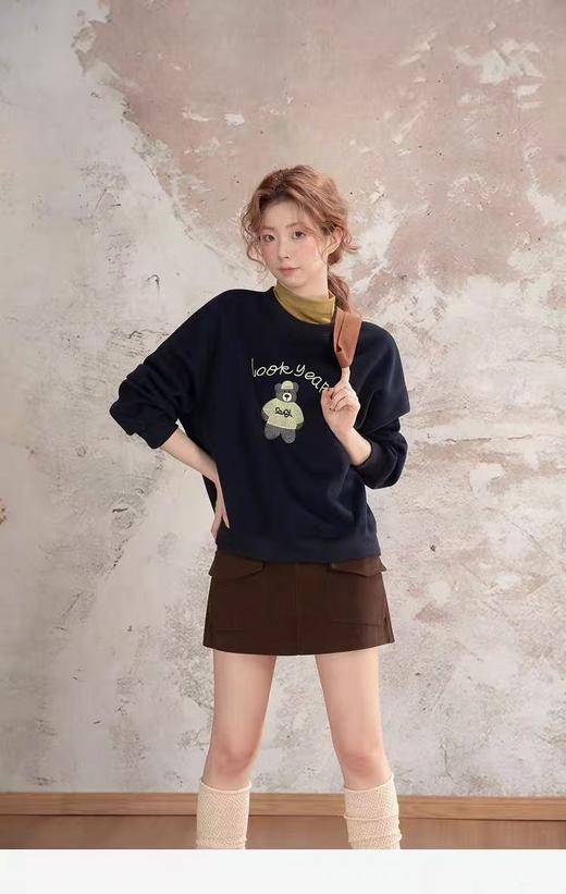 【工艺卫衣】egg品牌爆款～重工刺绣～精致小熊字母刺绣宽松短款卫衣-喜出 商品图2