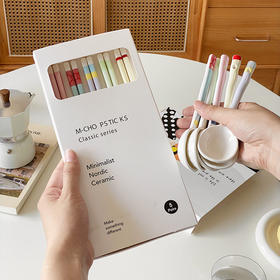 【陶瓷筷子马卡龙撞色设计】 少女心彩色ins 家用陶瓷勺子套装5双礼盒装 