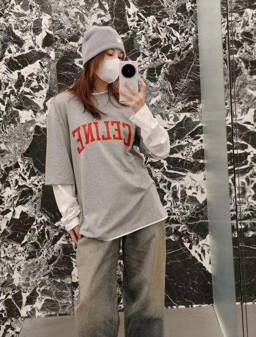 中性款logo印花长袖T恤 朴寶劍同款hu008 商品图2