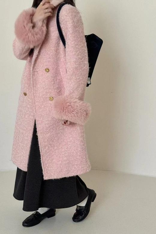 amadella 浪漫粉色毛呢中长款大衣外套 21340 商品图2