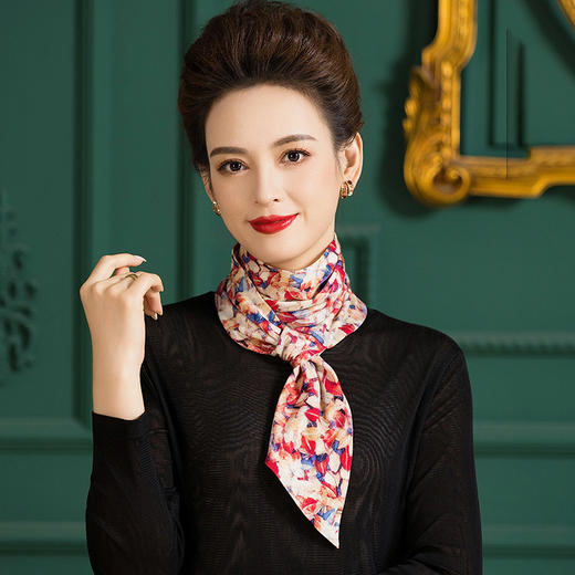 丁摩 双层纯羊毛细窄小长条围巾百搭羊毛领带1150 商品图0