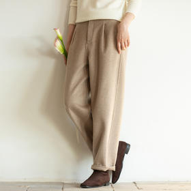 牧衣游原创 双面呢裤子女冬季新款软糯厚实保暖宽松休闲裤 影月幽