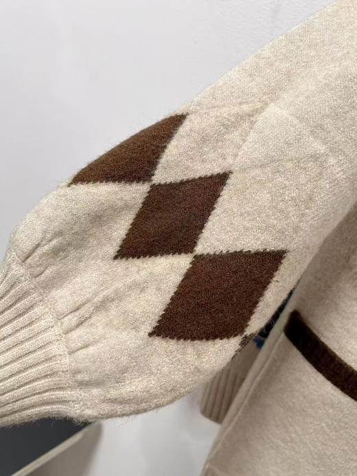 【韩系毛衣】中长菱形格针织中款开衫毛衣-喜出 商品图2