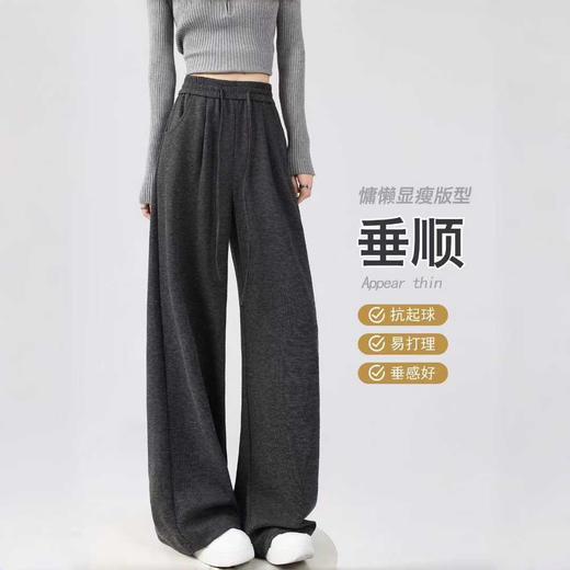 羊羔绒暖暖裤 女2025新款秋冬季直筒慵懒休闲加绒加厚阔腿裤 商品图1