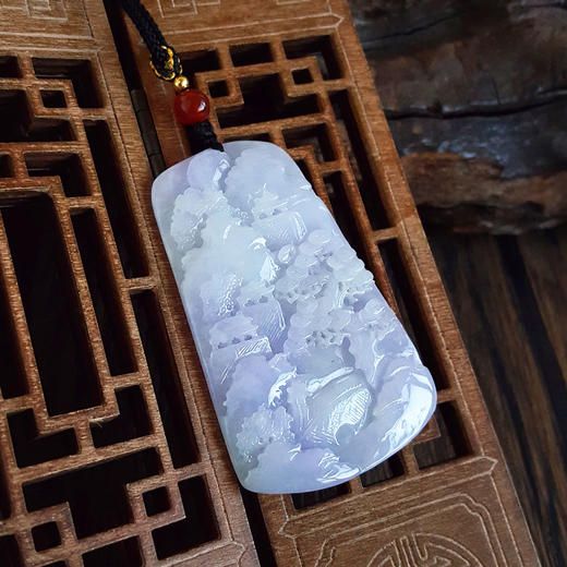 【天然正品】天然细腻糯种紫罗兰亭台松树平安无事牌翡翠吊坠项链120925NJM11 特价 商品图7