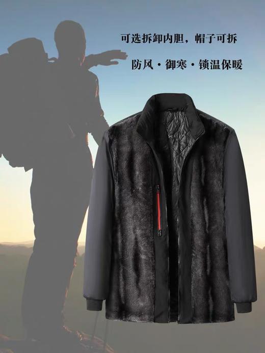 二店y 特价清仓！加厚仿水貂绒！防风防水男士连帽棉服外套 商品图4