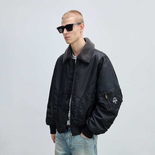 CHINISM赤尘 幸运之符巴恩风廓形夹克男秋季工装羊羔毛翻领外套 商品图2