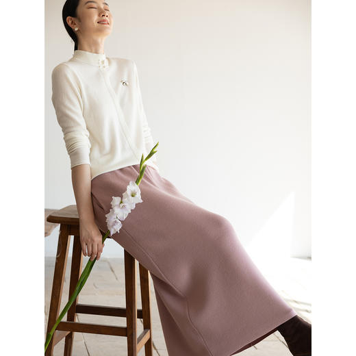 牧衣游原创 纯净羊毛毛织半裙冬极简气质显瘦百搭黑色半身裙 知韵 商品图1