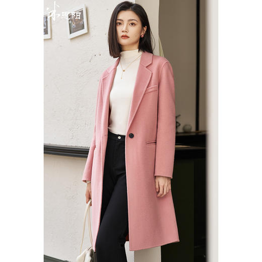 剩M/XL/XXL 米思阳2025冬季新款温柔精致全毛毛呢外套粉色100%羊毛上衣女1517 商品图0