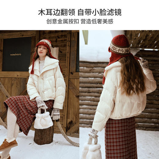 OLrain欧芮儿2025新款冬季精致双层领毛领蓬松时尚短款羽绒服女 商品图2