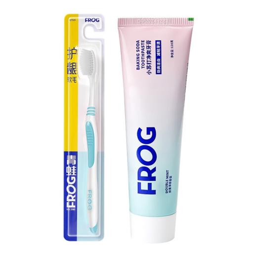 青蛙（FROG）微米小苏打930系列牙膏亮白120g*1支包含青蛙细毛525系列牙刷1支（颜色随机） 商品图0