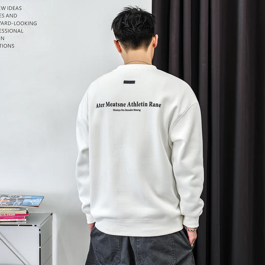 徐太浪【字母印花 cleanfit】加绒卫衣男秋冬款大码休闲打底上衣 商品图3