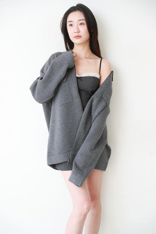 全羊毛+双拉链，干部老钱风羊毛夹克。复古翻领大口袋外套C120168 商品图0