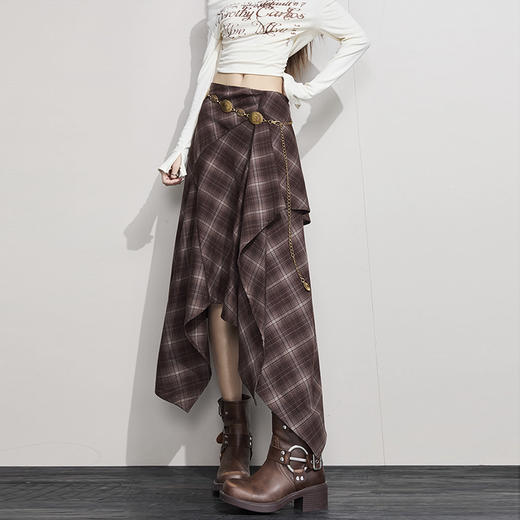 裁缝学苑AS599不规则格纹半身裙纸样女装新款高腰遮胯显瘦A字裙样板 商品图2