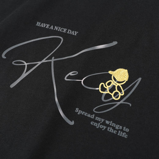 GXG男装【100%棉】秋季简笔熊印花男士圆领长t恤上衣K&C 商品图4