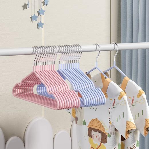 29.9二十个！【严选新料安心无荧光❗️纳米浸胶强力防滑】家用好物大童儿童浸塑无痕防滑衣架加粗挂衣架婴儿宝宝收纳晾衣架。jb 商品图2