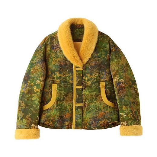 新中式国风羽绒服，高级感毛毛拼接复古洋气保暖外套HR-AQHUI8163 商品图4