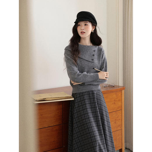 鹿向南「朦胧雾霭」设计感大翻领毛衣外套女冬新款宽松针织衫上衣 商品图4