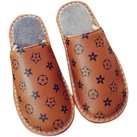 雀说 海宁皮面拖鞋冬季居家居男女地板拖鞋 商品图4