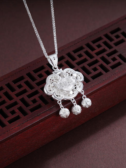 子佩集S990银【如意锁福】吊坠【QFDZ042】纯银花丝(不含链)2412 商品图0