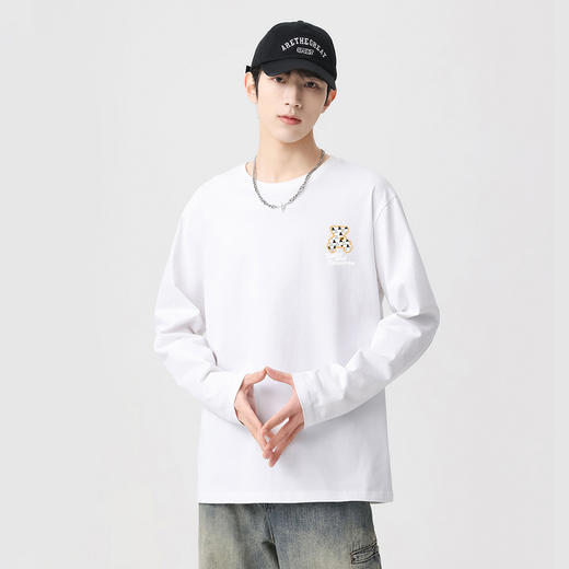 GXG男装【100%棉】秋季时尚卡通小熊舒适休闲男式圆领长袖T恤K&C 商品图3