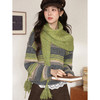 鹿向南「青纹绿围」慵懒风条纹绿色毛衣女秋冬别致独特针织衫上衣 商品缩略图0