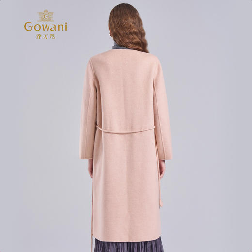 乔万尼2025新品冬新中式无领刺绣雅致收腰羊毛羊绒混纺长款毛呢大衣ED4A799102 商品图4