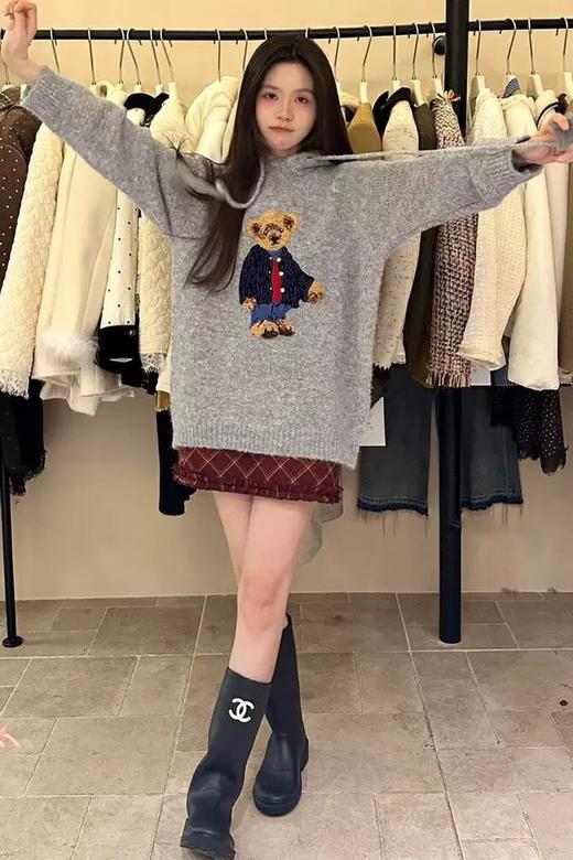 ANSUABEL 可爱卡通小熊慵懒宽松针织毛衣 21883 商品图3