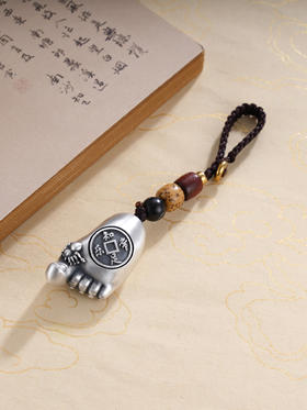 子佩集S999银【心满意足】钥匙扣【YSY004】纯银仿古知足可转动小摆件2412