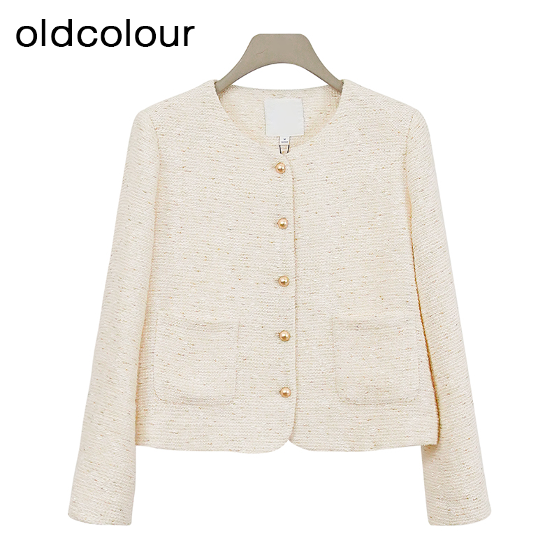 oldcolour欧珂冬季小香风时尚气质优雅宽松短外套女BQ480401A1