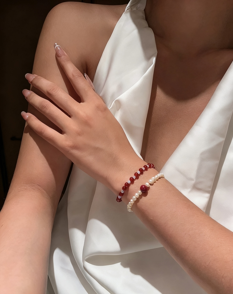 【买1赠1】QIANYOU 新中式玛瑙珍珠手串 ，美如红霞，提气色，尤配中国女人之美，优雅大方