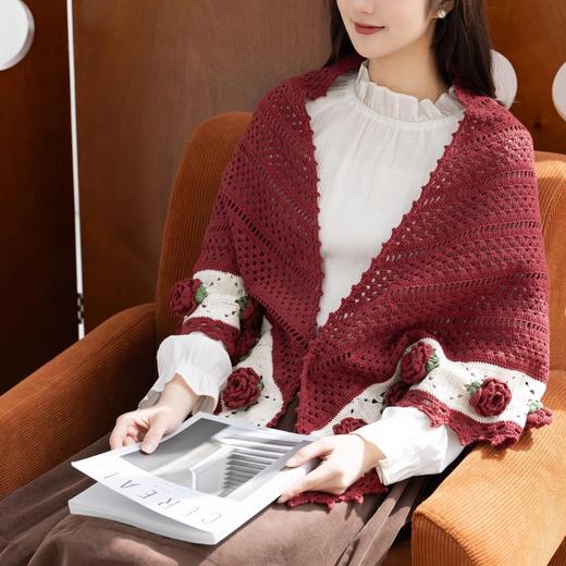 苏苏姐家玫瑰时光披肩手工diy钩针编织毛线团4股牛奶棉材料包 商品图2