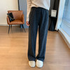 丁摩 垂感人字纹秋冬臧肉加厚软糯宽松拖地羊毛裤直筒裤女秋冬必备5ZF-1215 商品缩略图0