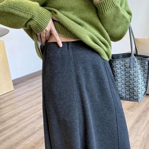 正版～醋酸羊毛6片裙【一键藏肉】内折松紧腰秋冬长裙口袋半身裙 商品图5