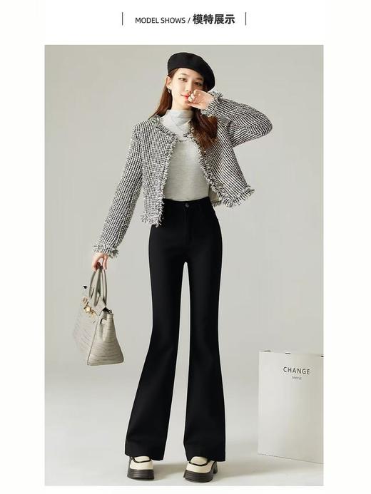 🔥🔥【2025爆款牛仔】加绒加厚微喇裤～5001小皮标简约百搭女神微喇裤小黑裤-喜出 商品图1