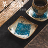茶香记粗陶堆绘蓝布花拼·方形杯垫茶托茶道配件陶瓷手绘茶具 商品缩略图1