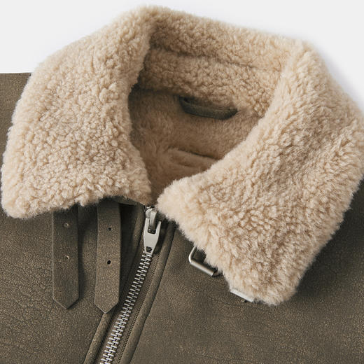 CHINISM赤尘 皮毛一体仿麂皮夹克男冬季毛领美拉德加厚羊羔毛外套 商品图2