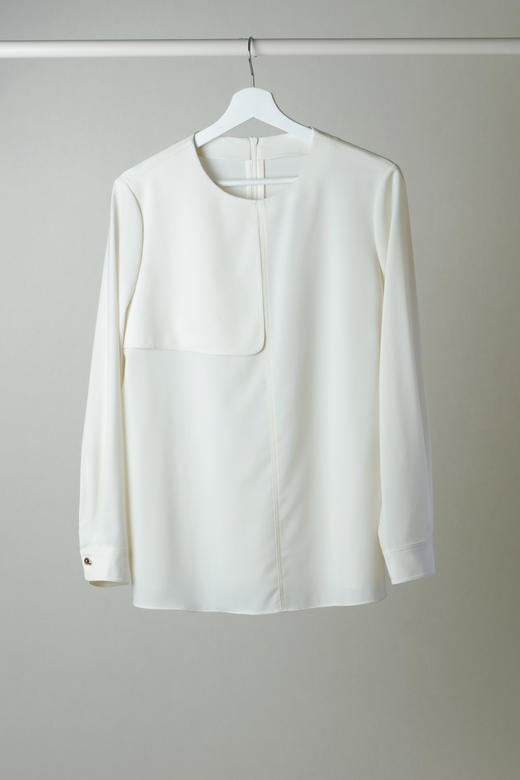 极简设计羊毛梭织圆领衬衫 商品图0